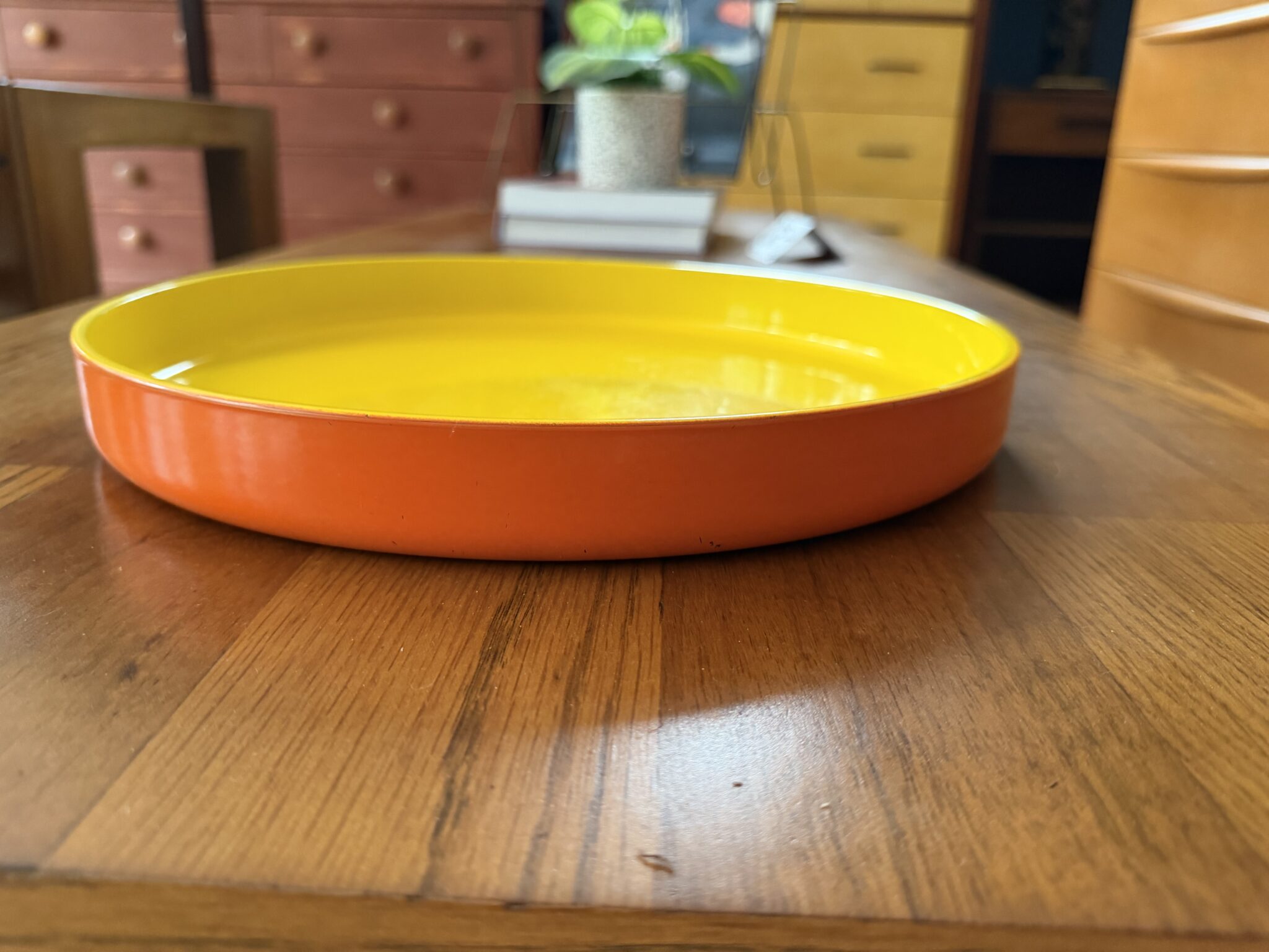 Rare Georges Briard Lacquered Wood Tray-Orange/Yellow - Image 2
