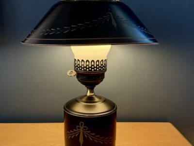 Vintage Toleware Hurricane Table Lamp
