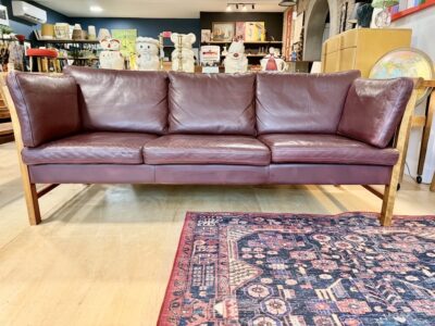 Danish Burgundy Leather Sofa by Marquardsen & Okamura 1970s