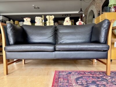 Danish Loveseat in Black Leather