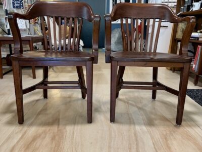 Vintage Solid Wood Bankers Chairs