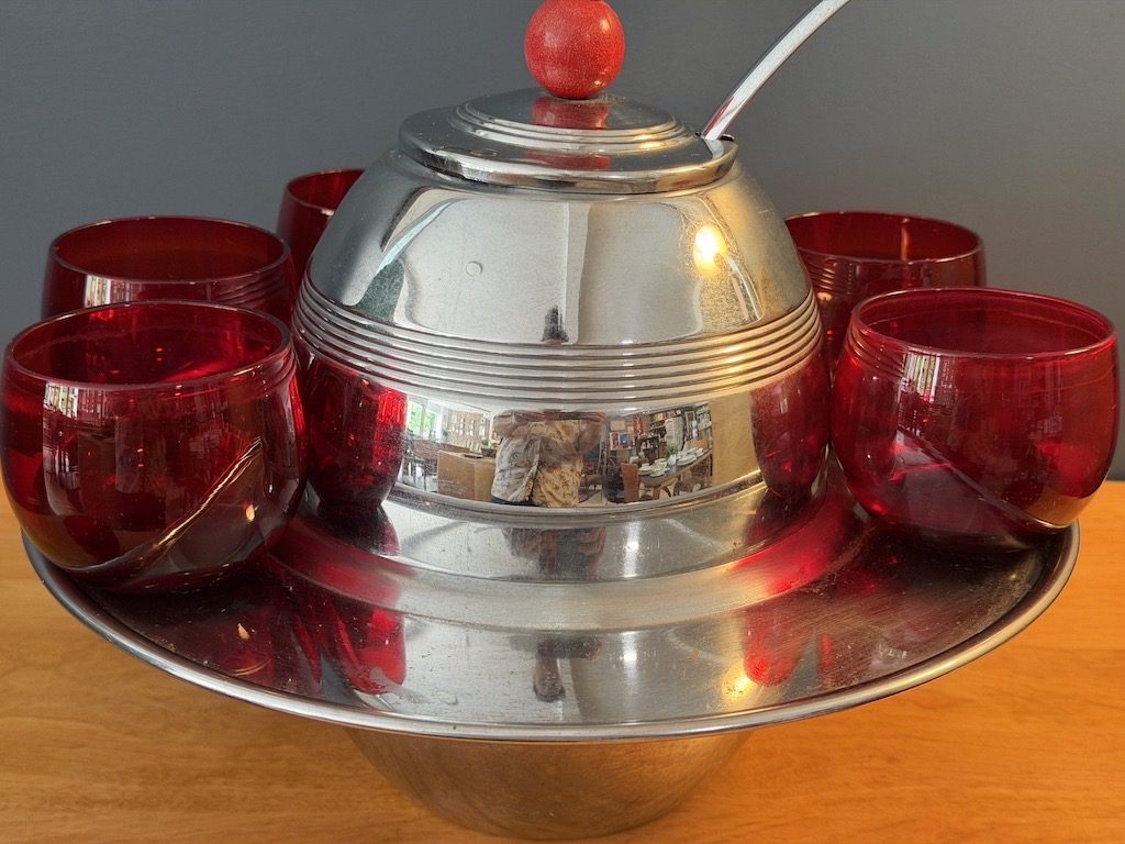 Art Deco "Saturn" Punch Bowl Set by Lehman Brothers - Image 6