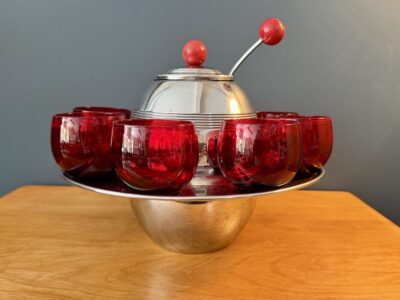 Art Deco "Saturn" Punch Bowl Set by Lehman Brothers