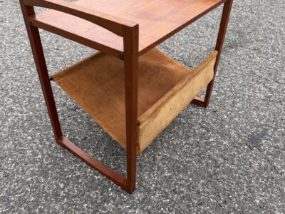Danish Teak Side Table w/Sling by Henning Wind-Hansen