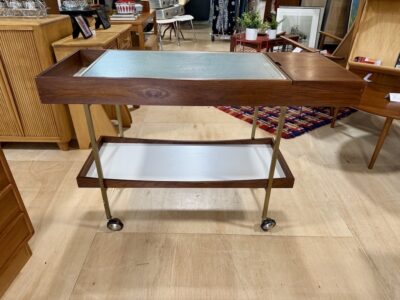 Mid Century Walnut & Brass Salton Server / Bar Cart