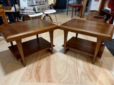 Pair of Walnut Tiered End Tables by Lane Furniture